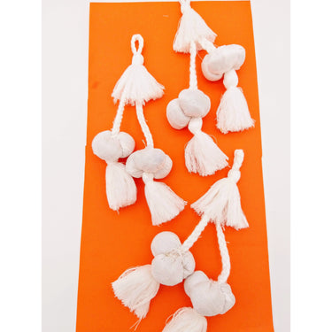 White Silk Fabric Ball Tassels, Latkan, Embellishments